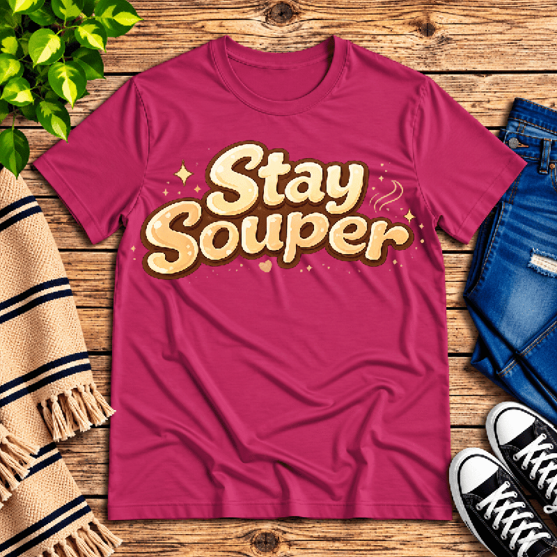 Stay Souper Premium T-Shirt in berry, flat lay