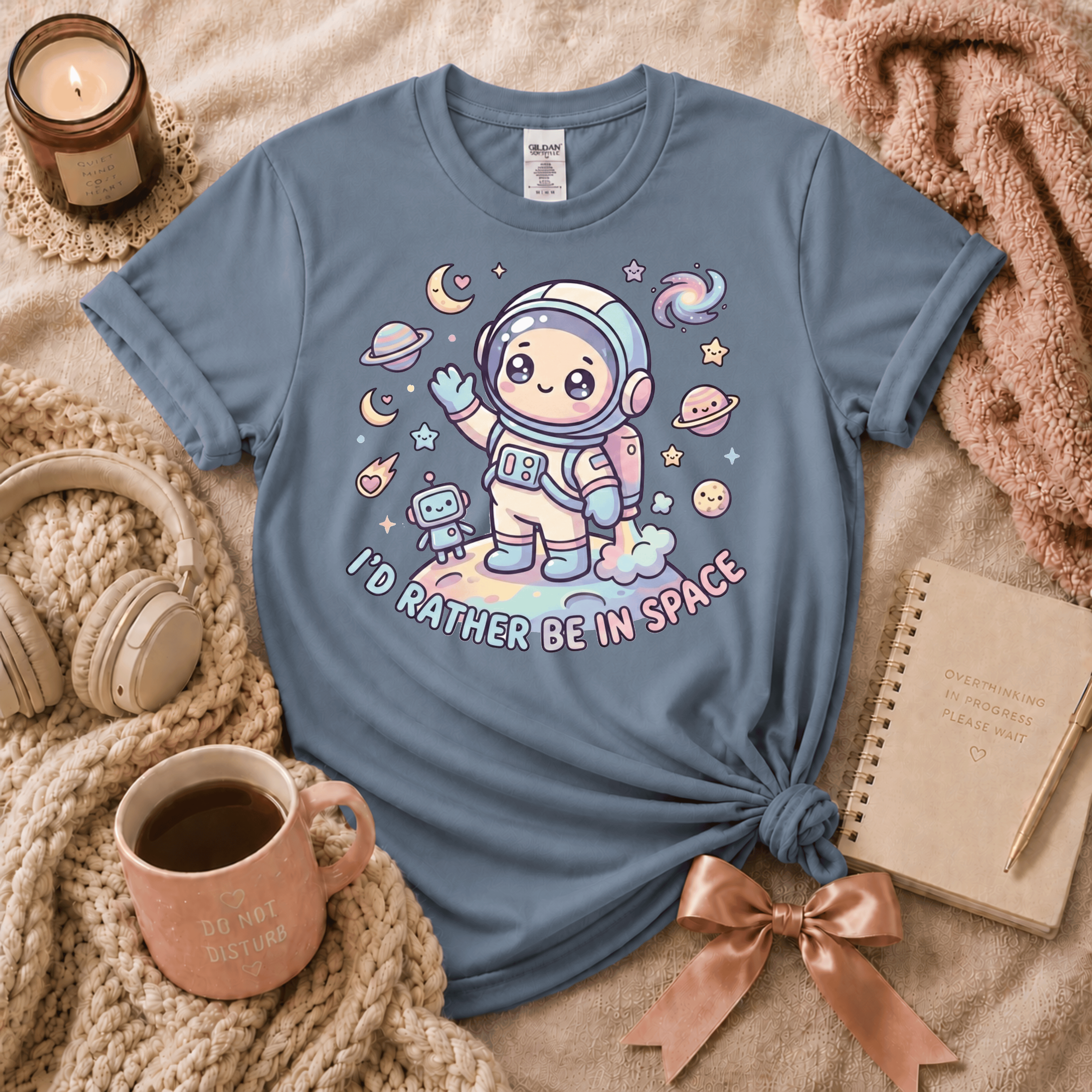 I'd Rather Be In Space On Moon | Funny Introvert Graphic T-Shirt