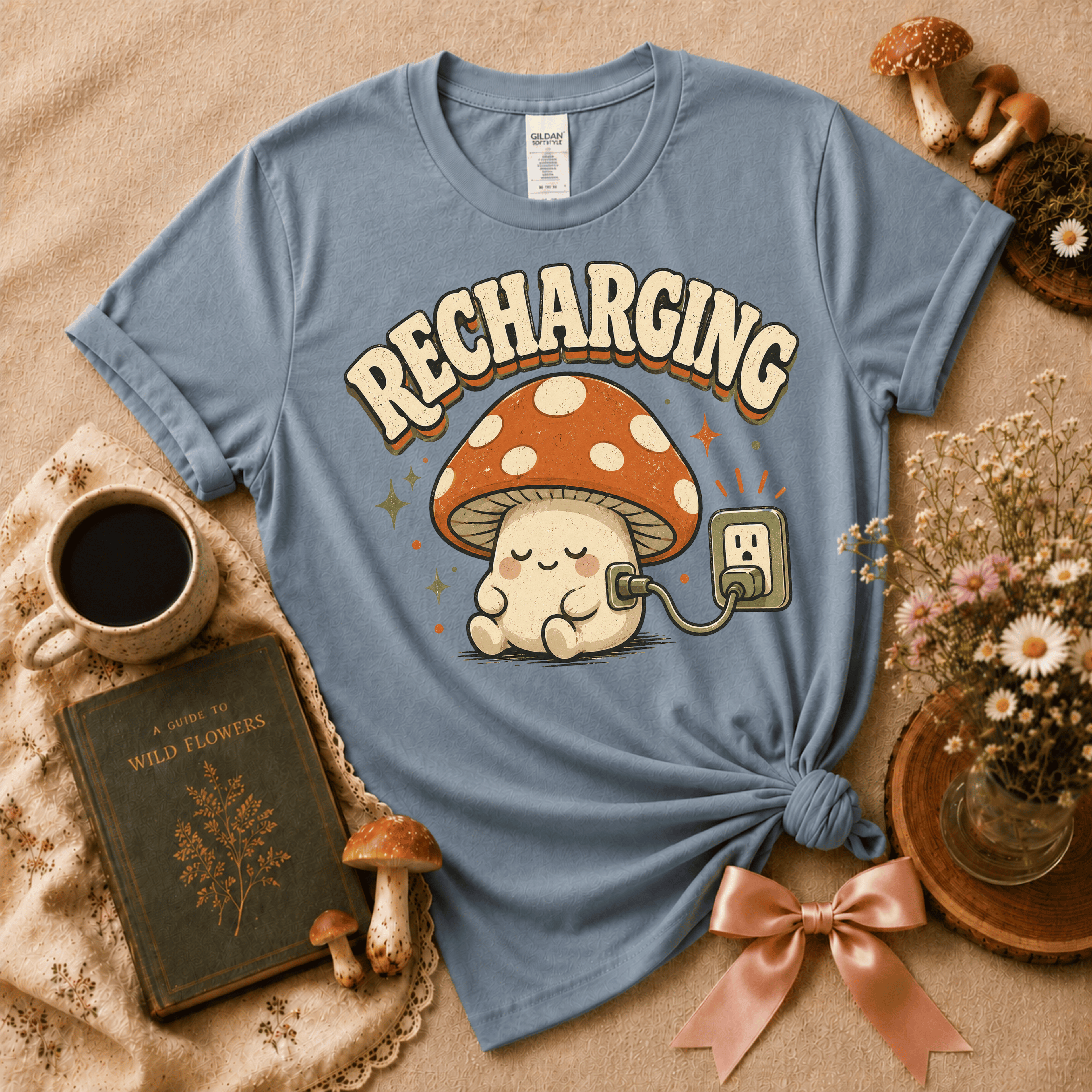 Recharging Mushroom | Cottagecore Graphic T-Shirt
