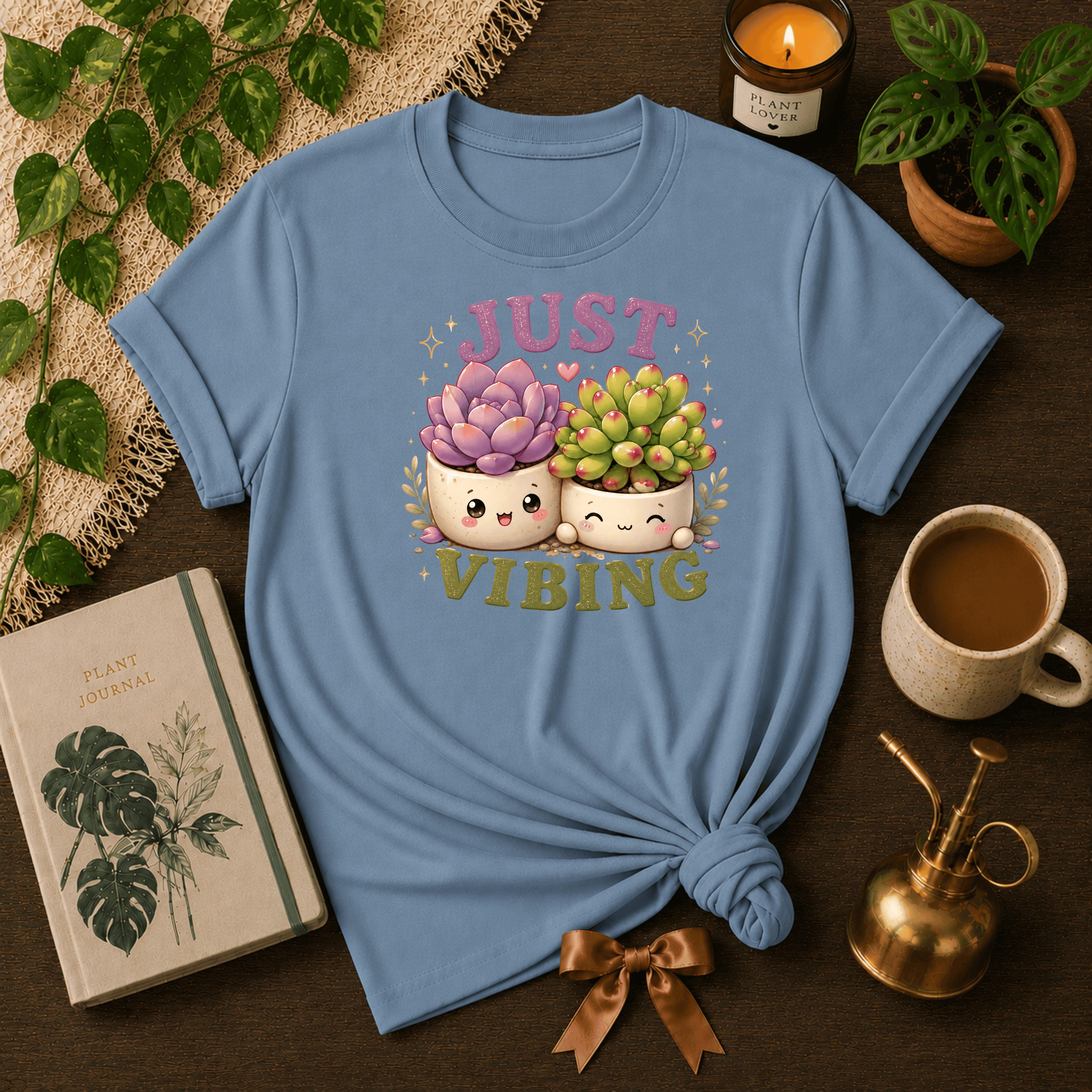 Just Vibing | Plant Lover Graphic T-Shirt