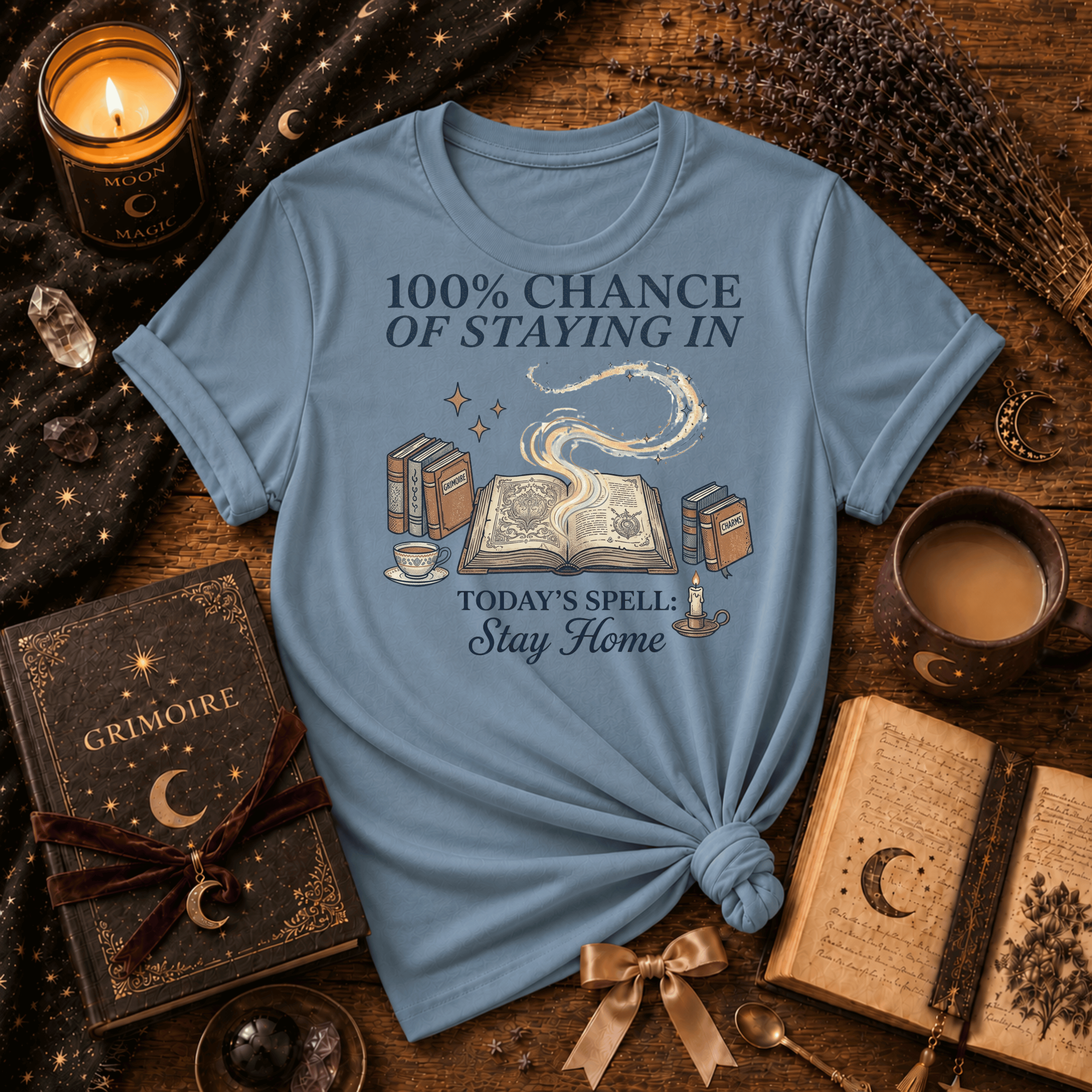 100% Chance Of Staying Home | Celestial Graphic T-Shirt