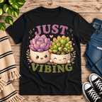 Succulent Vibing Premium T-Shirt in vintage black, flat lay