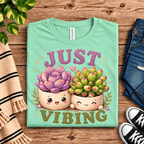 Succulent Vibing Premium T-Shirt in mint, folded close-up