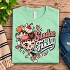 Sundae Funday Premium T-Shirt in mint, folded close-up with neck tag showing