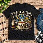 Tarot & Tea Premium T-Shirt in vintage black, flat lay