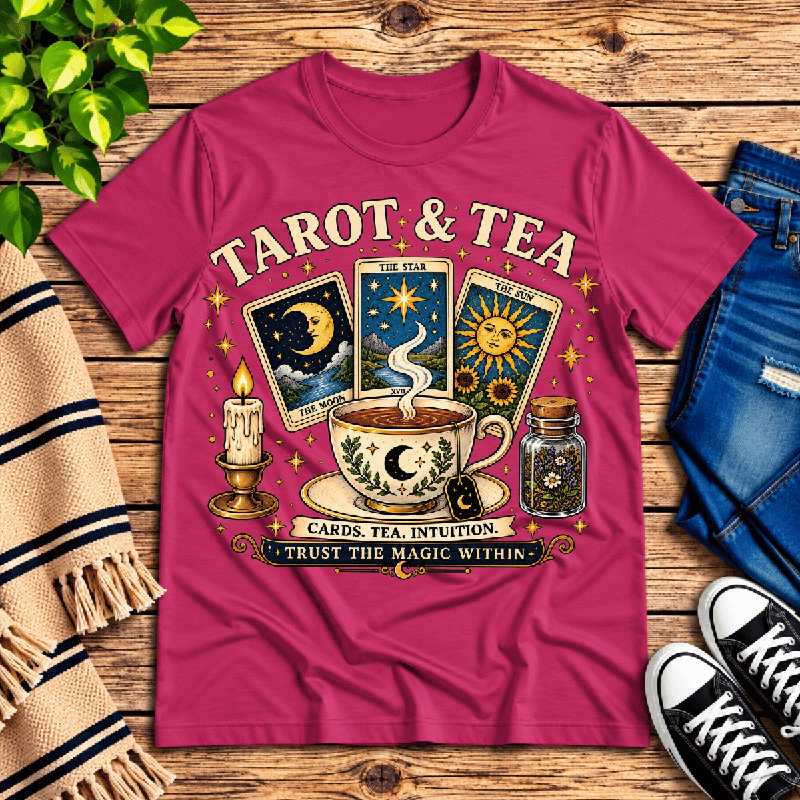 Tarot & Tea Premium T-Shirt in berry, flat lay