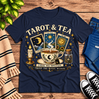 Tarot & Tea Premium T-Shirt in navy, flat lay