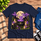 The Cauldron Premium T-Shirt in navy, flat lay