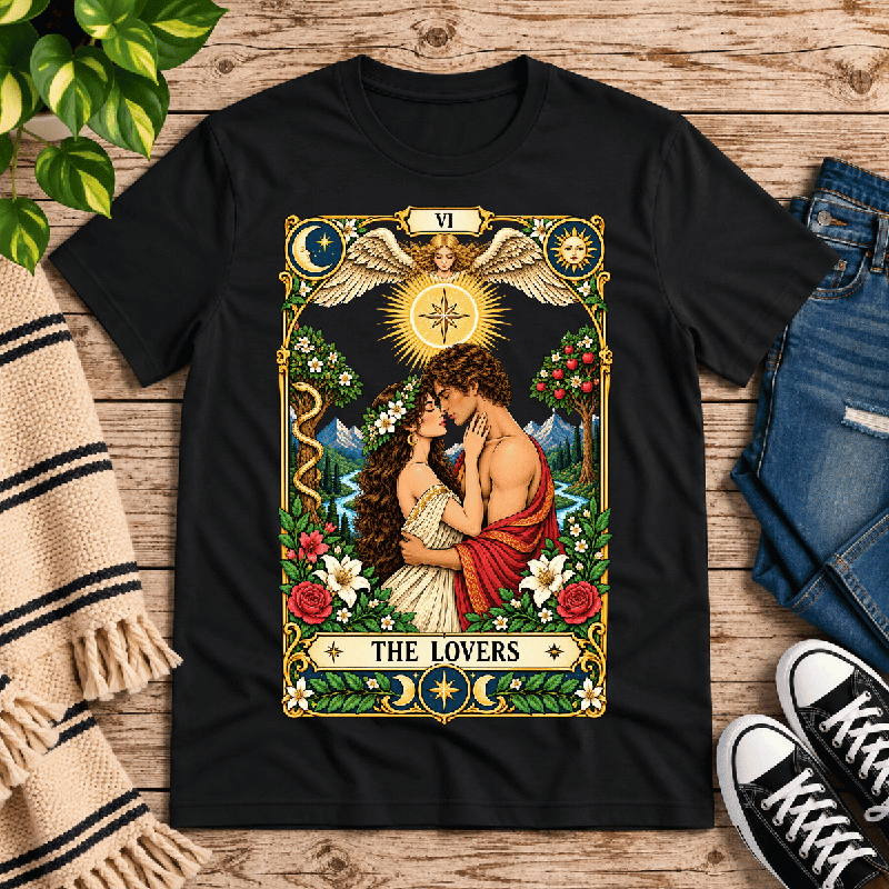 The Lovers Premium T-Shirt in vintage black, flat lay