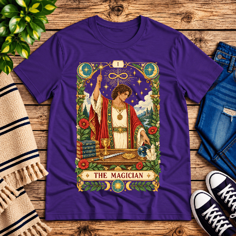 The Magician Premium T-Shirt in team purple, flat lay