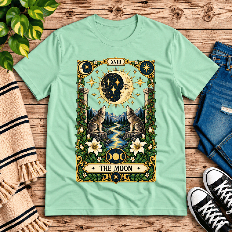 The Moon Premium T-Shirt in mint, flat lay