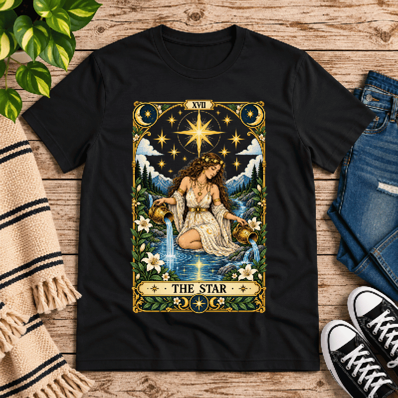 The Star Premium T-Shirt in vintage black, flat lay