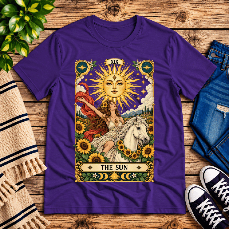 The Sun Premium T-Shirt in team purple, flat lay