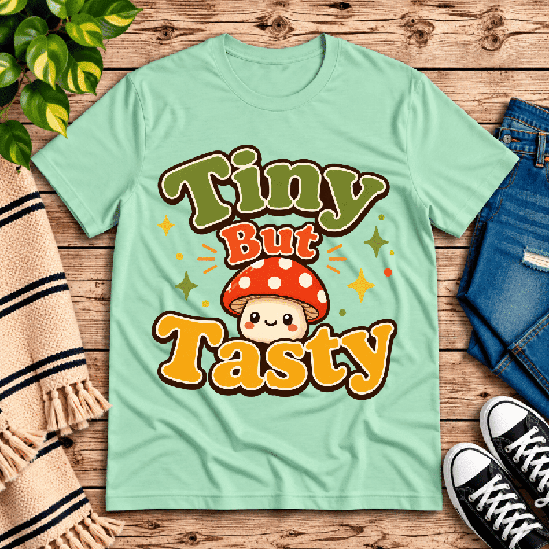 Tiny But Tasty Premium T-Shirt in mint, flat lay