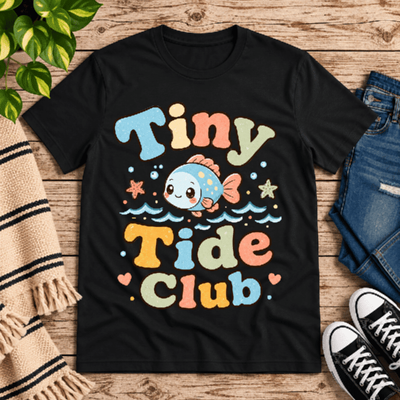 Tiny Tide Club Premium T-Shirt in vintage black, flat lay