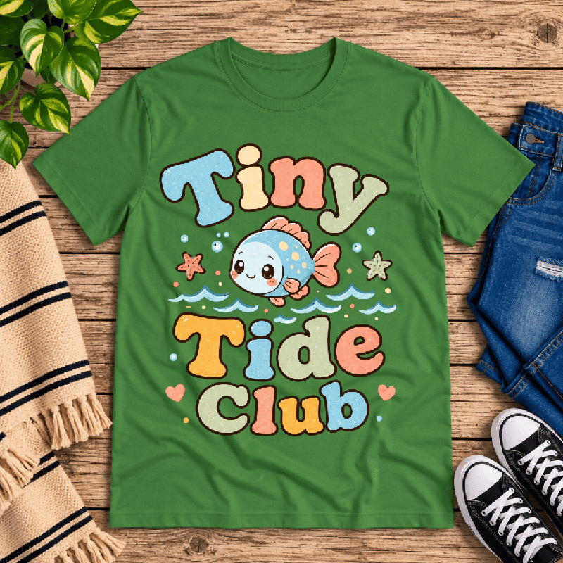 Tiny Tide Club Premium T-Shirt in leaf green, flat lay