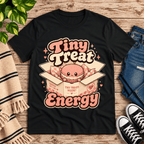 Tiny Treat Energy Premium T-Shirt in vintage black, flat lay