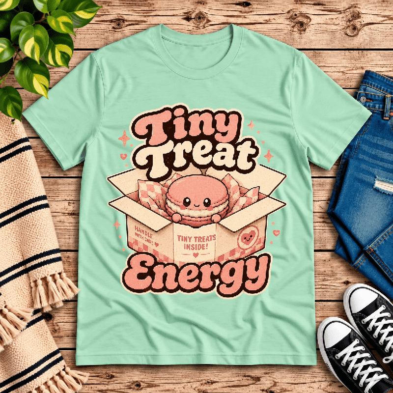 Tiny Treat Energy Premium T-Shirt in mint, flat lay