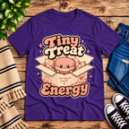 Tiny Treat Energy Premium T-Shirt in team purple, flat lay