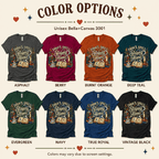 Today's Spell Premium T-Shirt color chart: Asphalt, Berry, Burnt Orange, Deep Teal, Evergreen, Navy, True Royal, Vintage Black