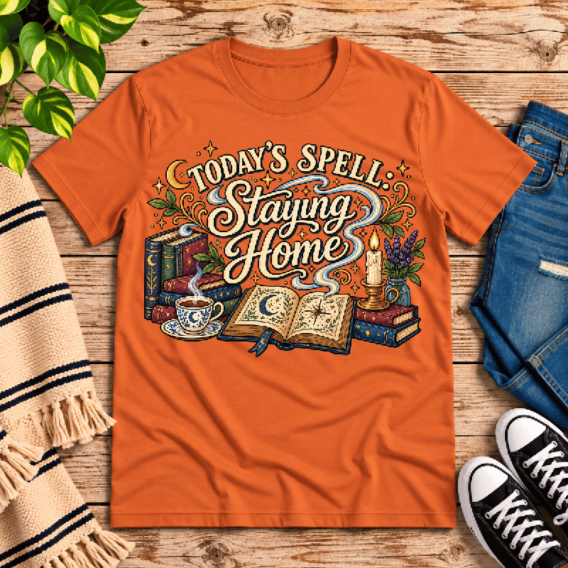 Today's Spell Premium T-Shirt in burnt orange, flat lay