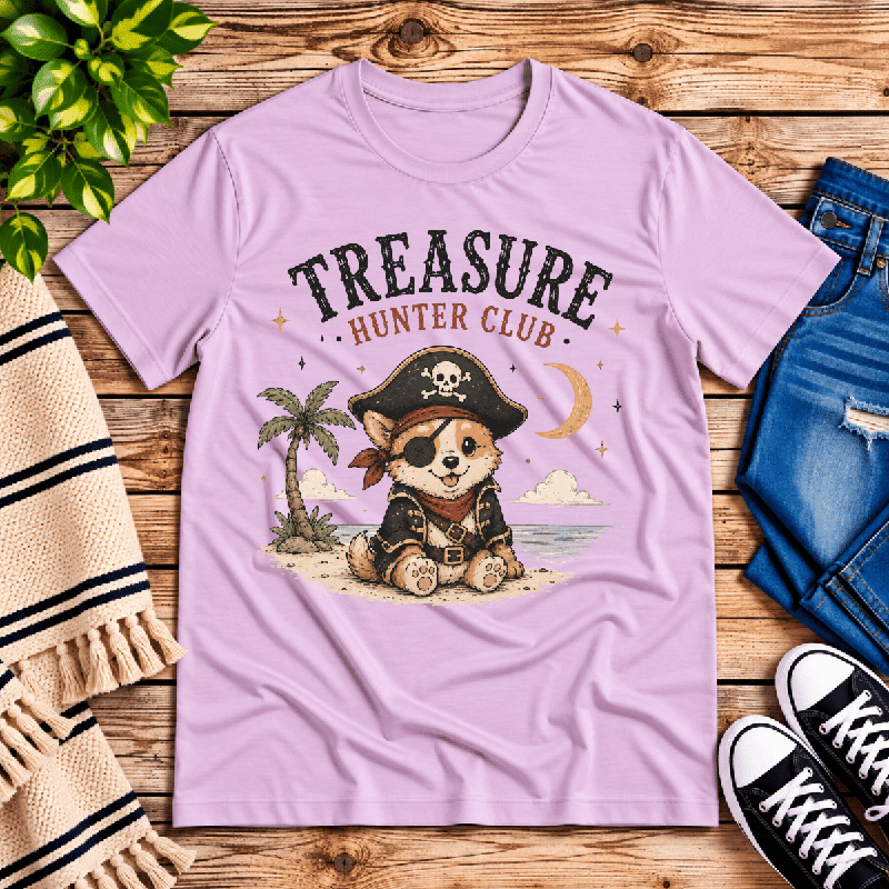 Treasure Hunter Club Premium T-Shirt in lilac, flat lay
