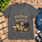 Voodoo & Hoodoo Premium T-Shirt in deep heather gray, flat lay