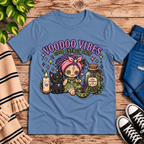 Voodoo Vibes Premium T-Shirt in steel blue, flat lay