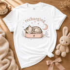 Recharging Cat | Cute Animal Graphic T-Shirt