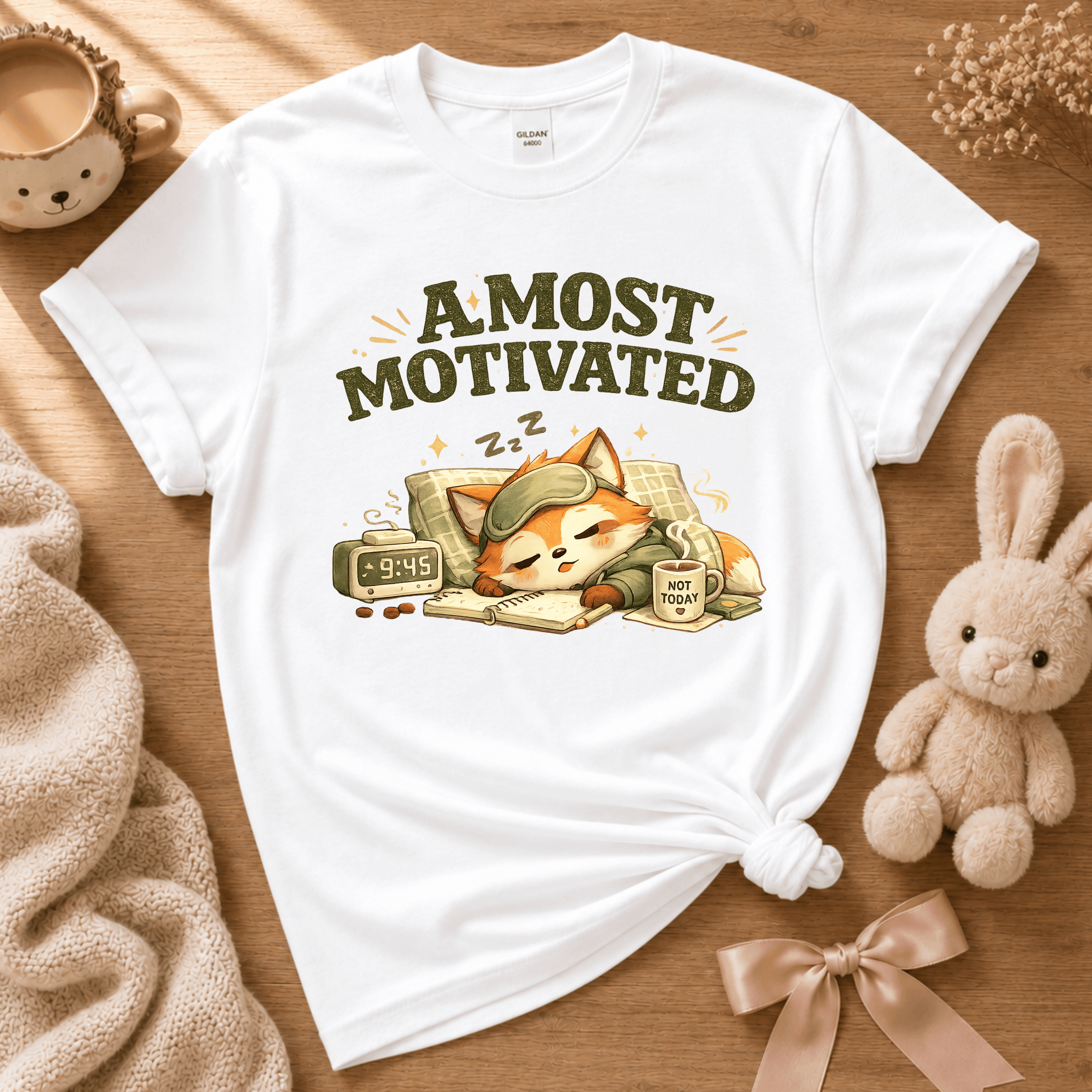Almost Motivated | Cute Animal Graphic T-Shirt