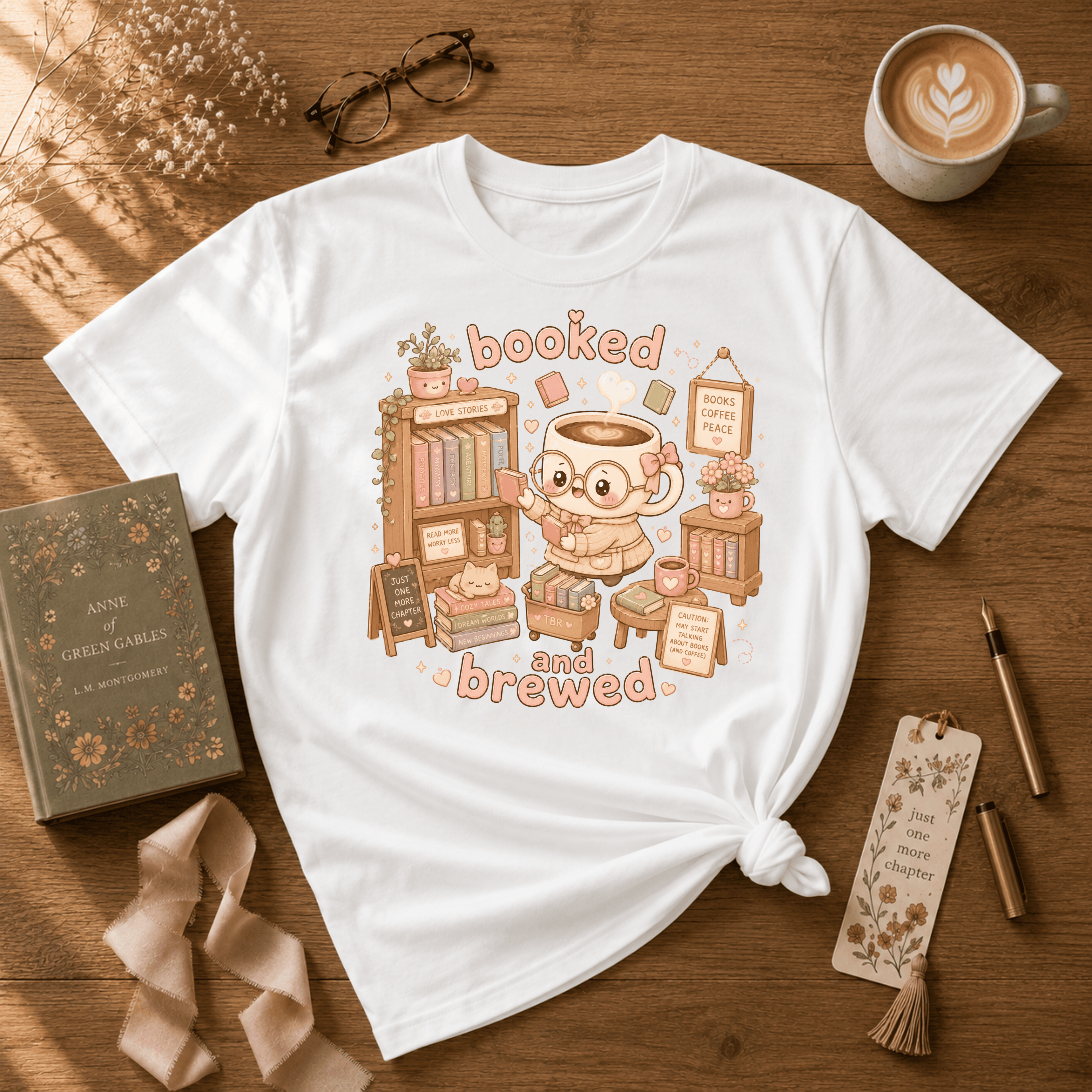 Booked and Brewed | Book Lover Graphic T-Shirt