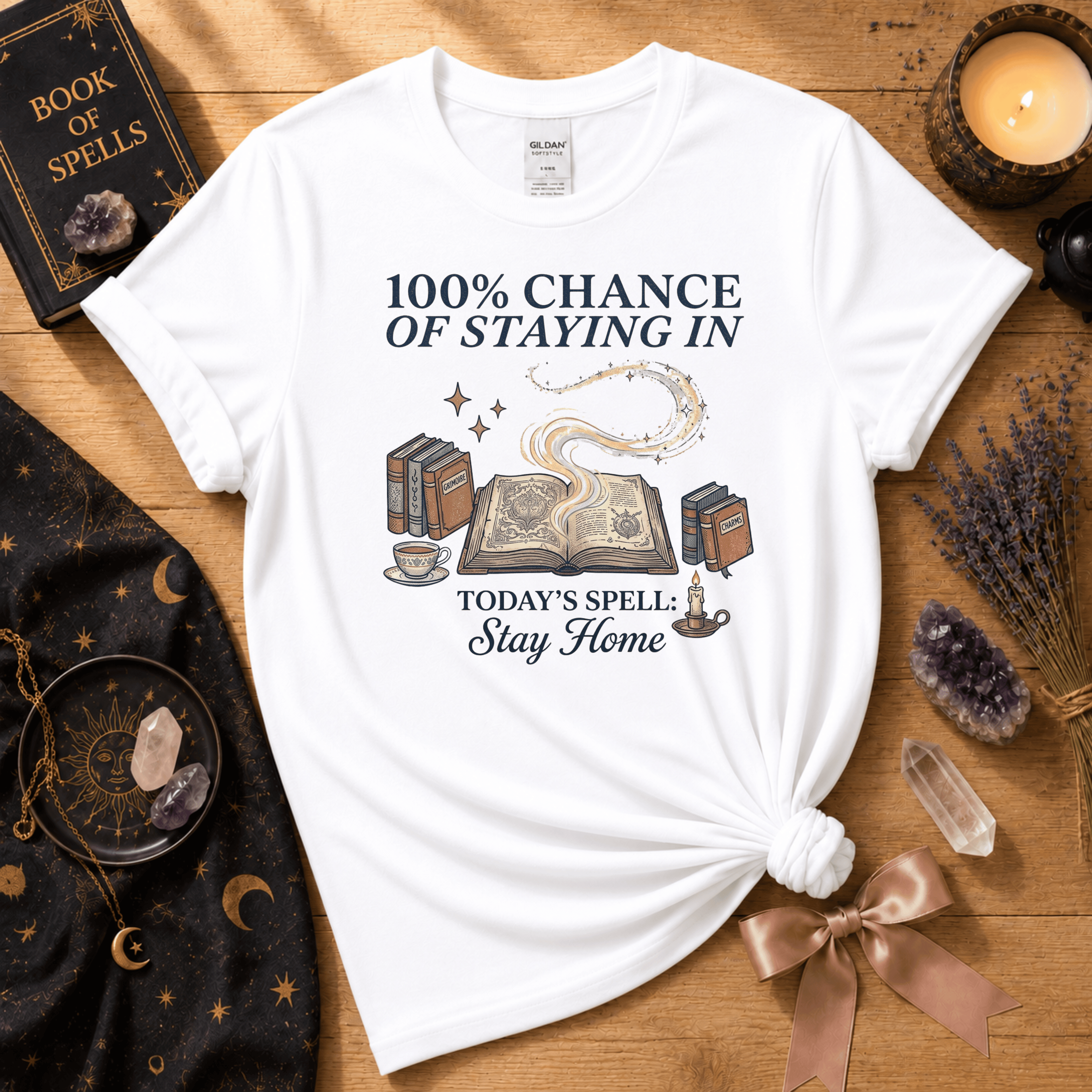 100% Chance Of Staying Home | Celestial Graphic T-Shirt