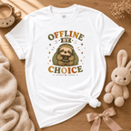 Offline By Choice cute animal graphic t-shirt cozy flat lay in white