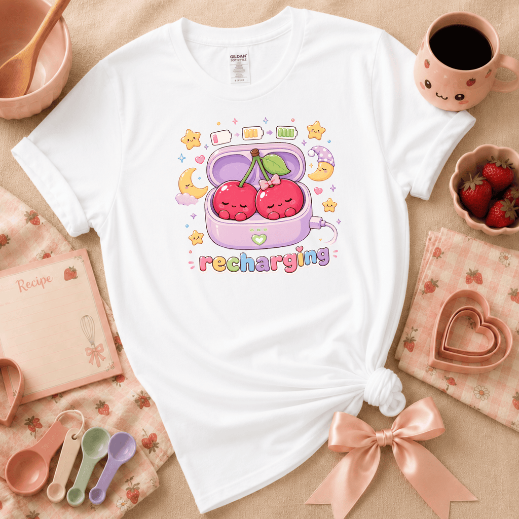 Recharging Cherries | Funny Introvert Graphic T-Shirt