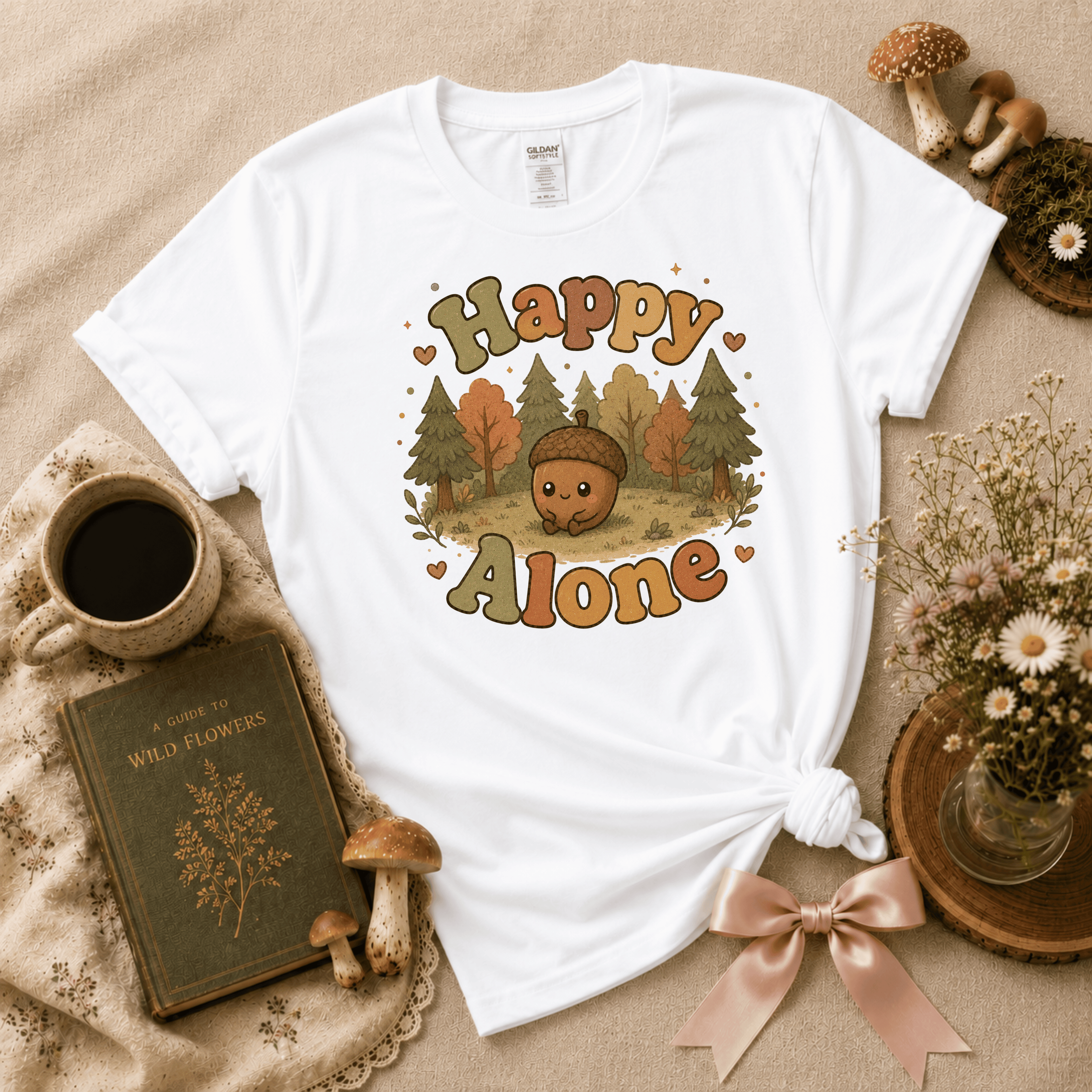 Happy Alone | Cottagecore Graphic T-Shirt