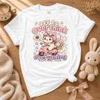 Overthink Cat cute animal graphic t-shirt cozy flat lay in white.