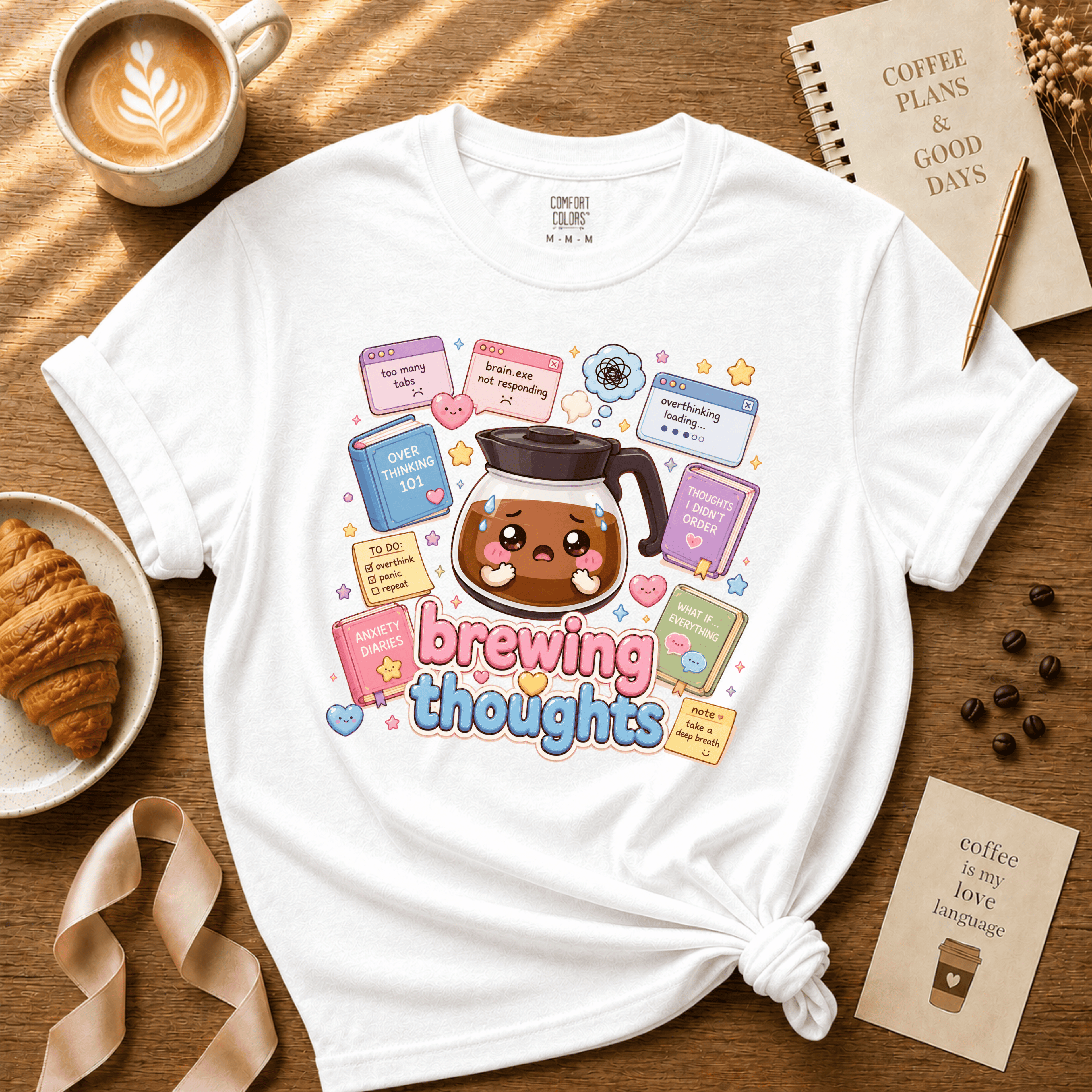 Brewing Thoughts | Coffee Lover Graphic T-Shirt