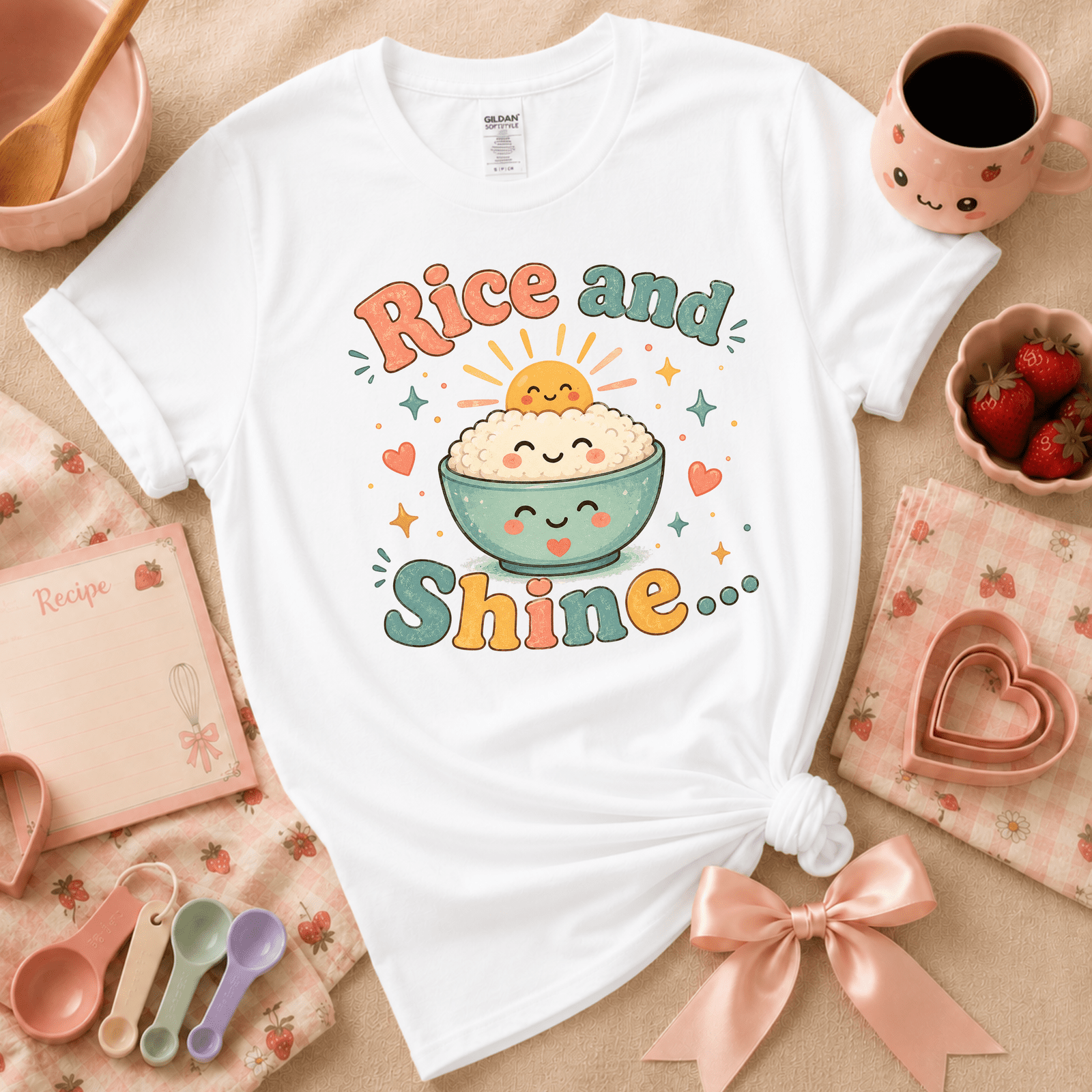 Rice And Shine | Cute Food Graphic T-Shirt