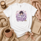 Happy Where I am introvert graphic t-shirt cozy flat lay in white.