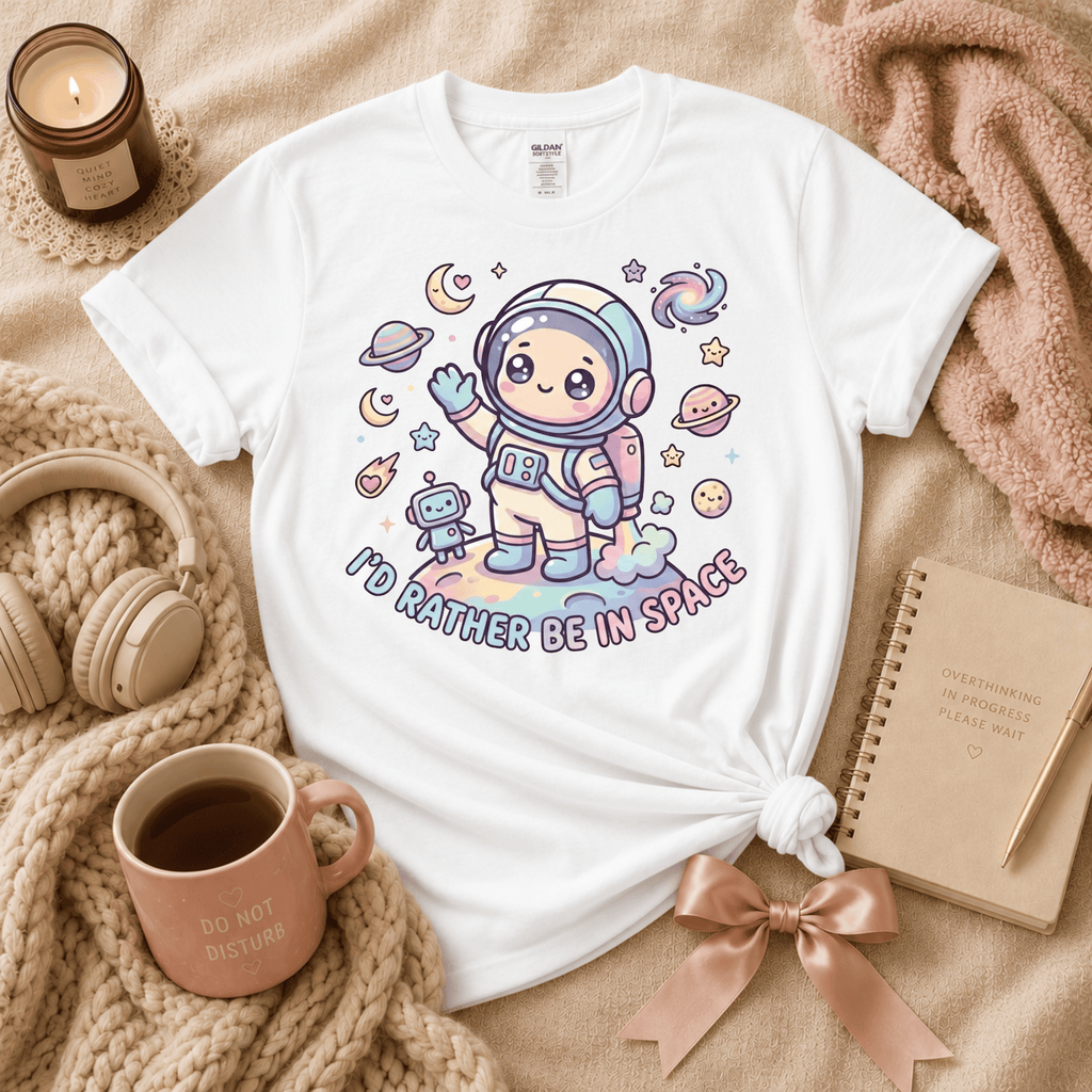 I'd Rather Be In Space On Moon | Funny Introvert Graphic T-Shirt