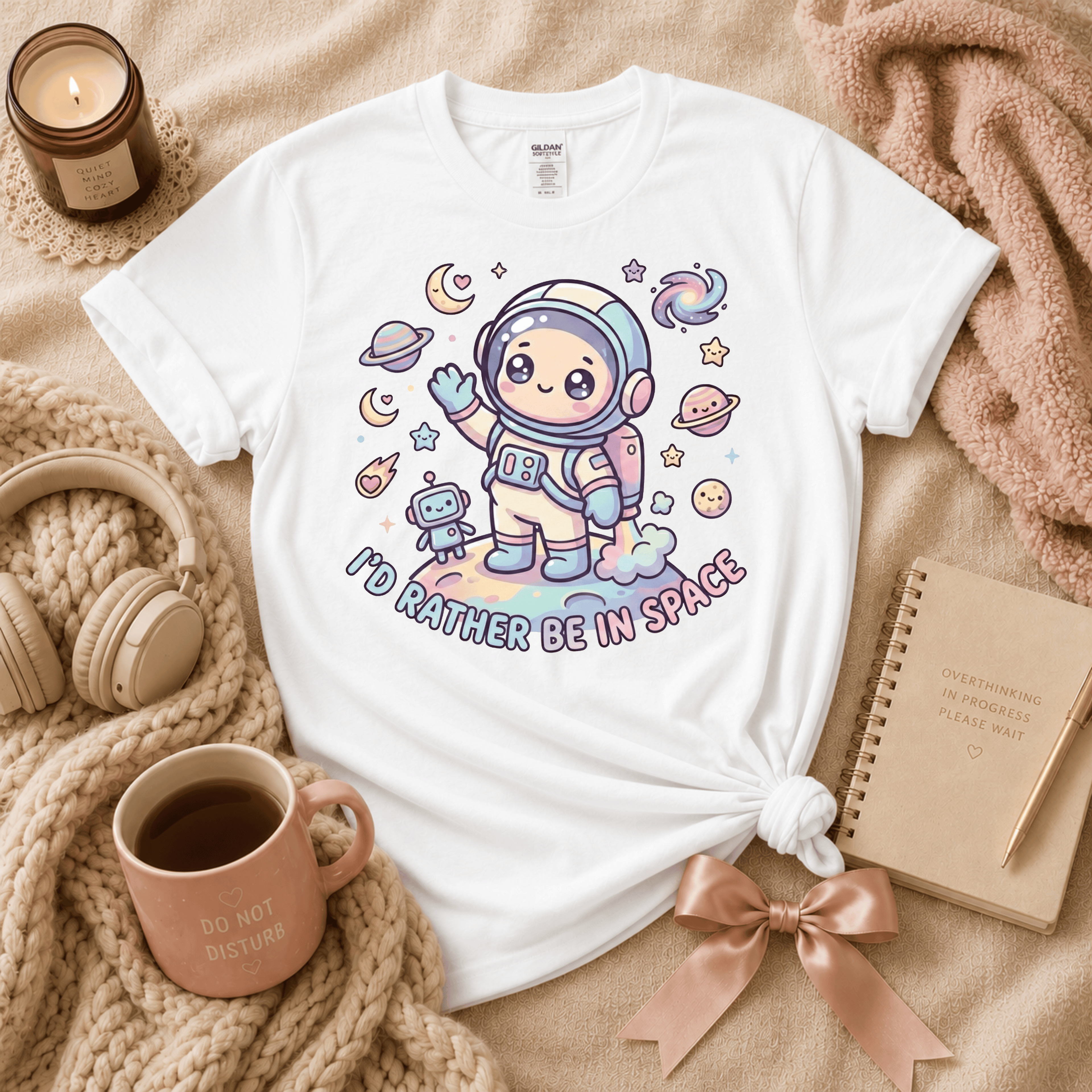 I'd Rather Be In Space On Moon | Funny Introvert Graphic T-Shirt