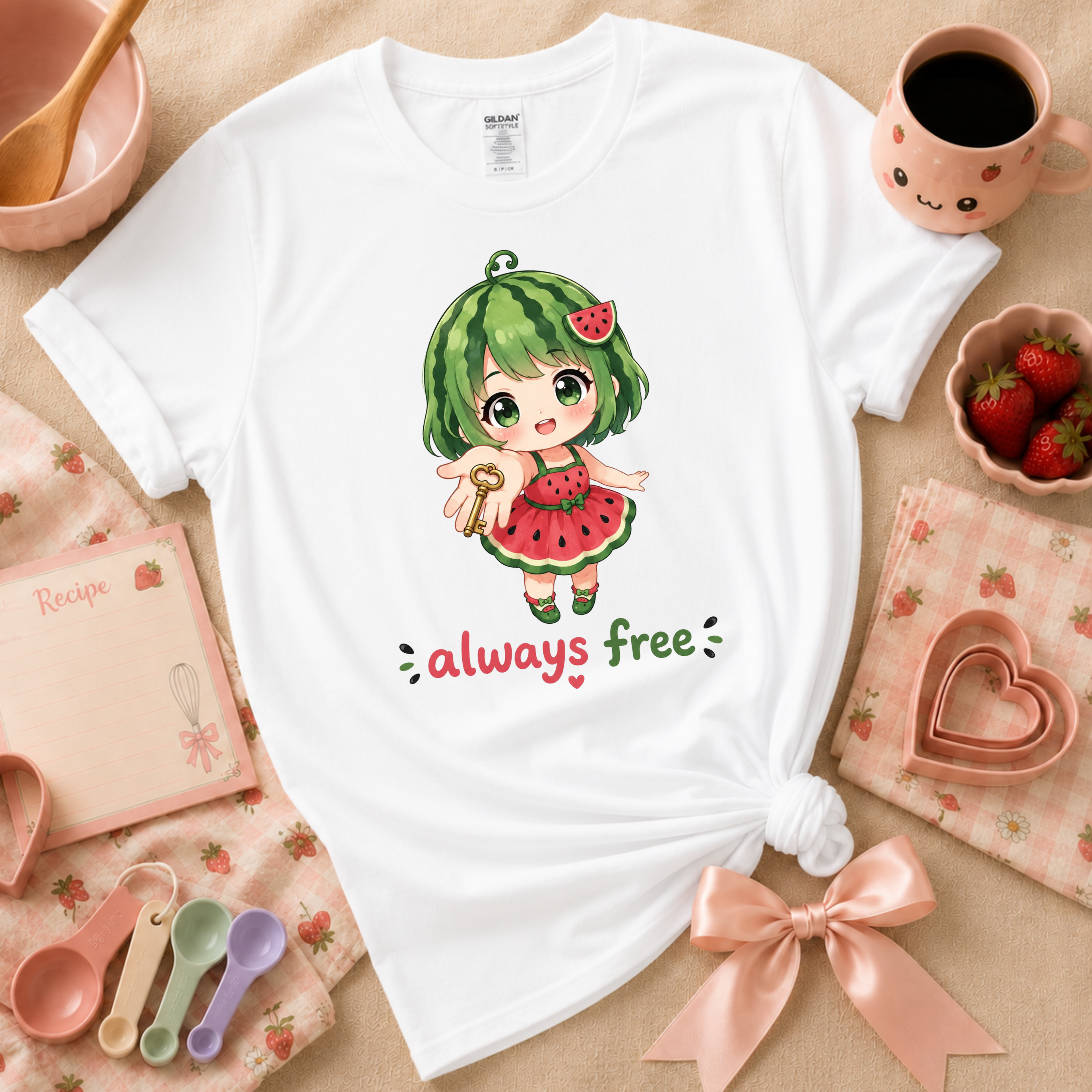 Always Free Watermelon Girl | Cute Food Graphic T-Shirt