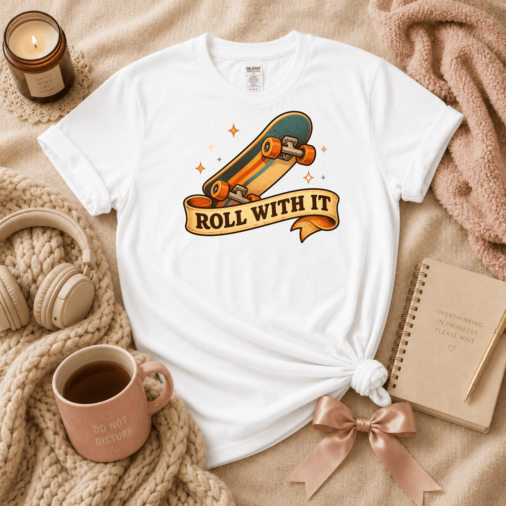 Roll With It Skateboard | Cute Food Graphic T-Shirt