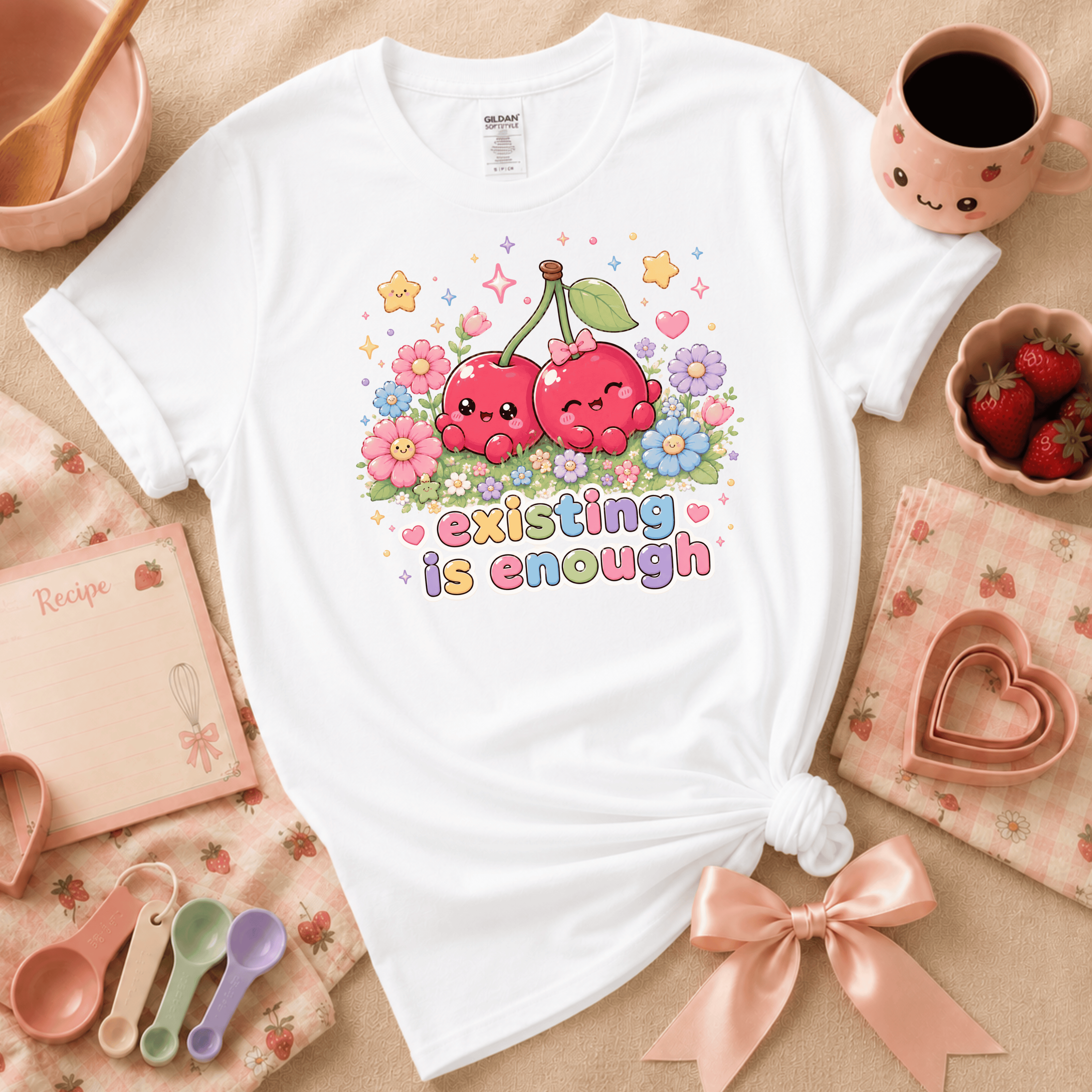 Existing Is Enough | Cute Food Graphic T-Shirt