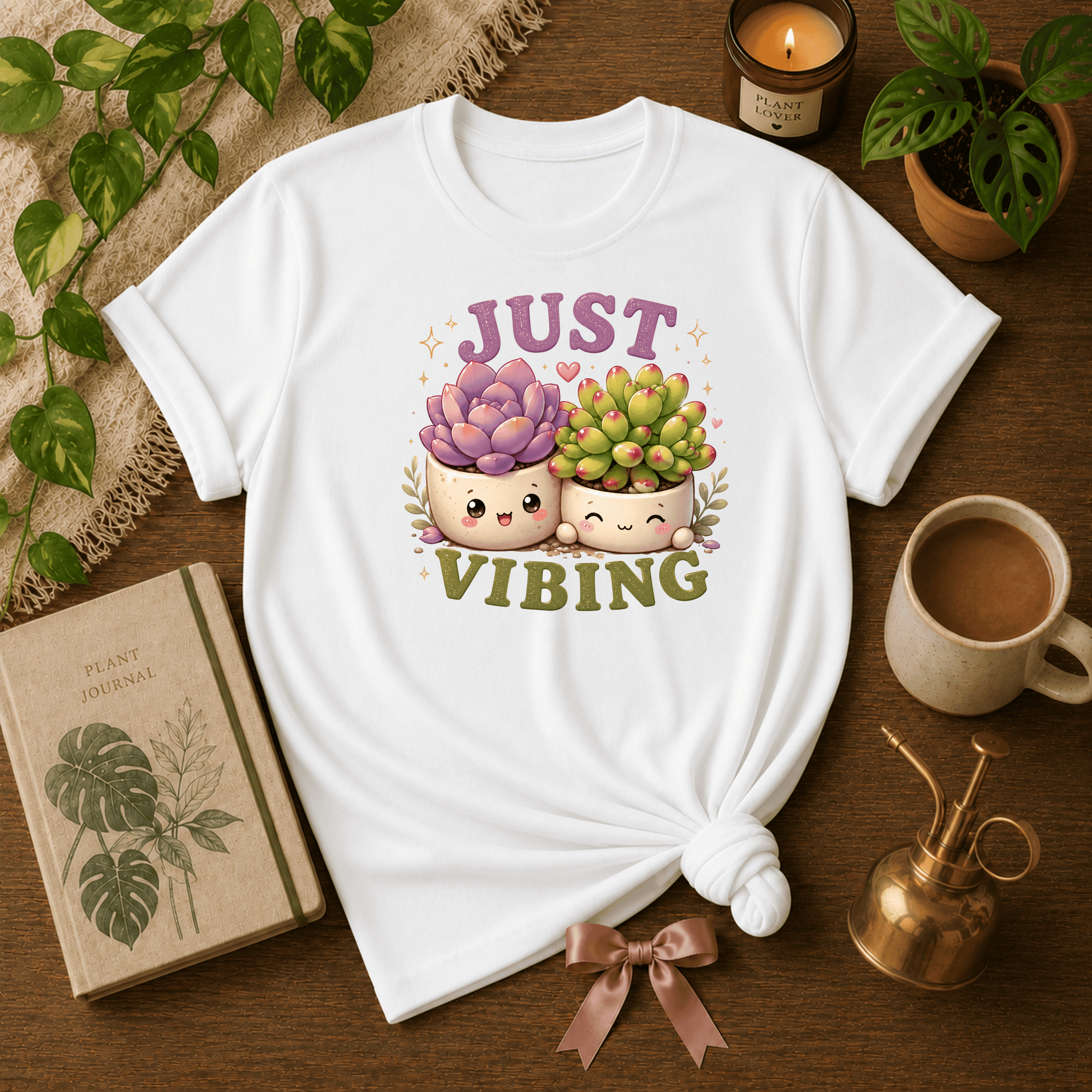 Just Vibing | Plant Lover Graphic T-Shirt