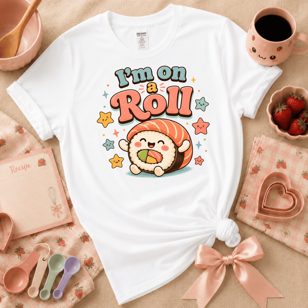 I'm On A Roll | Cute Food Graphic T-Shirt
