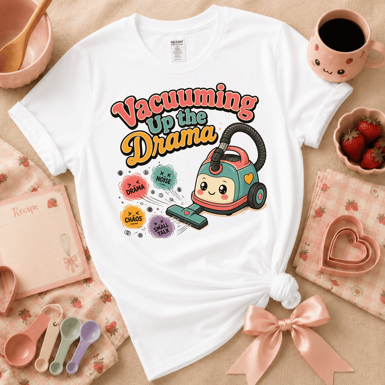 Vacuuming The Drama | Funny Introvert Graphic T-Shirt