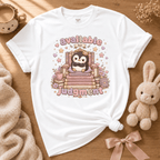Available for Judgement cute animal graphic t-shirt cozy flat lay in white.
