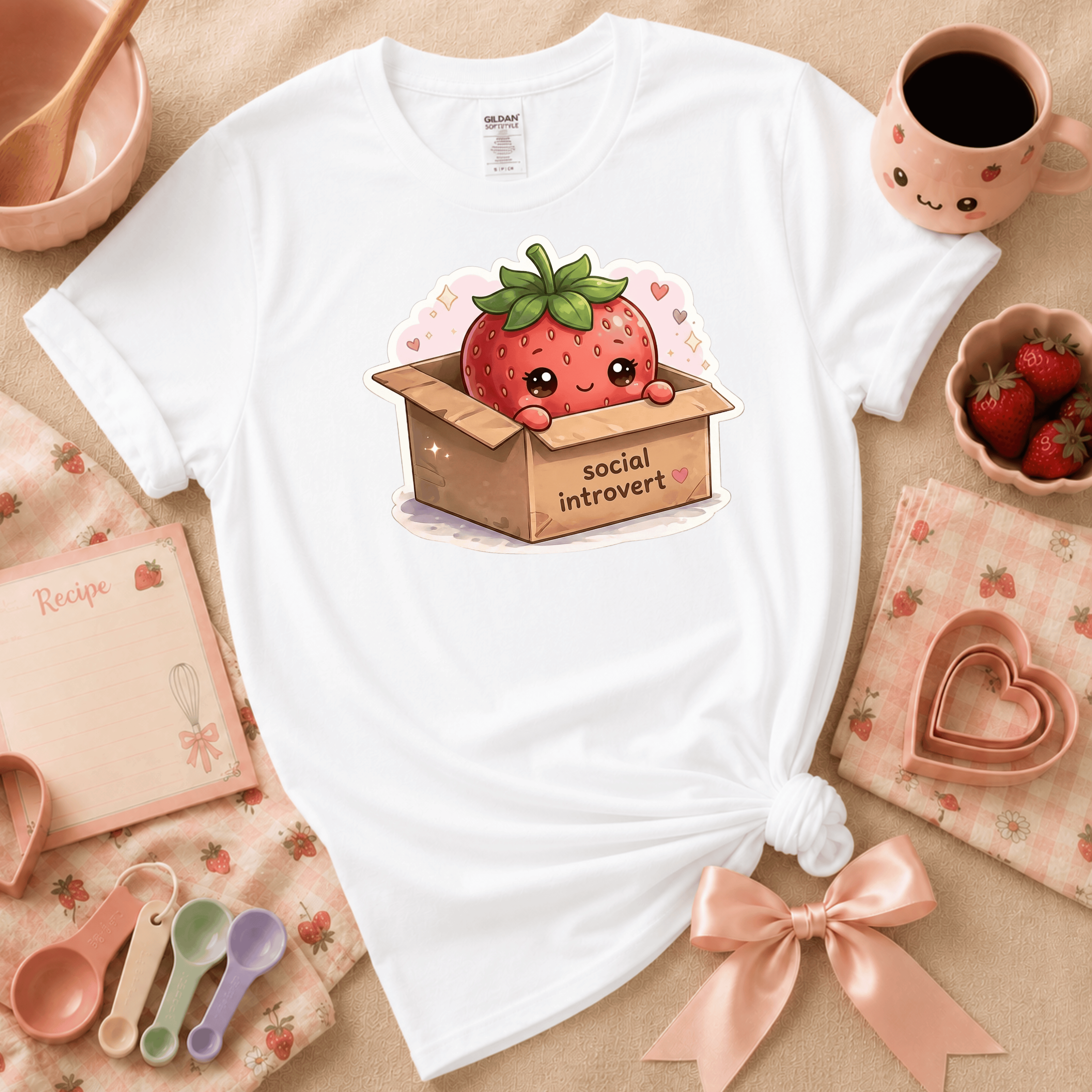 Strawberry Box | Cute Food Graphic T-Shirt
