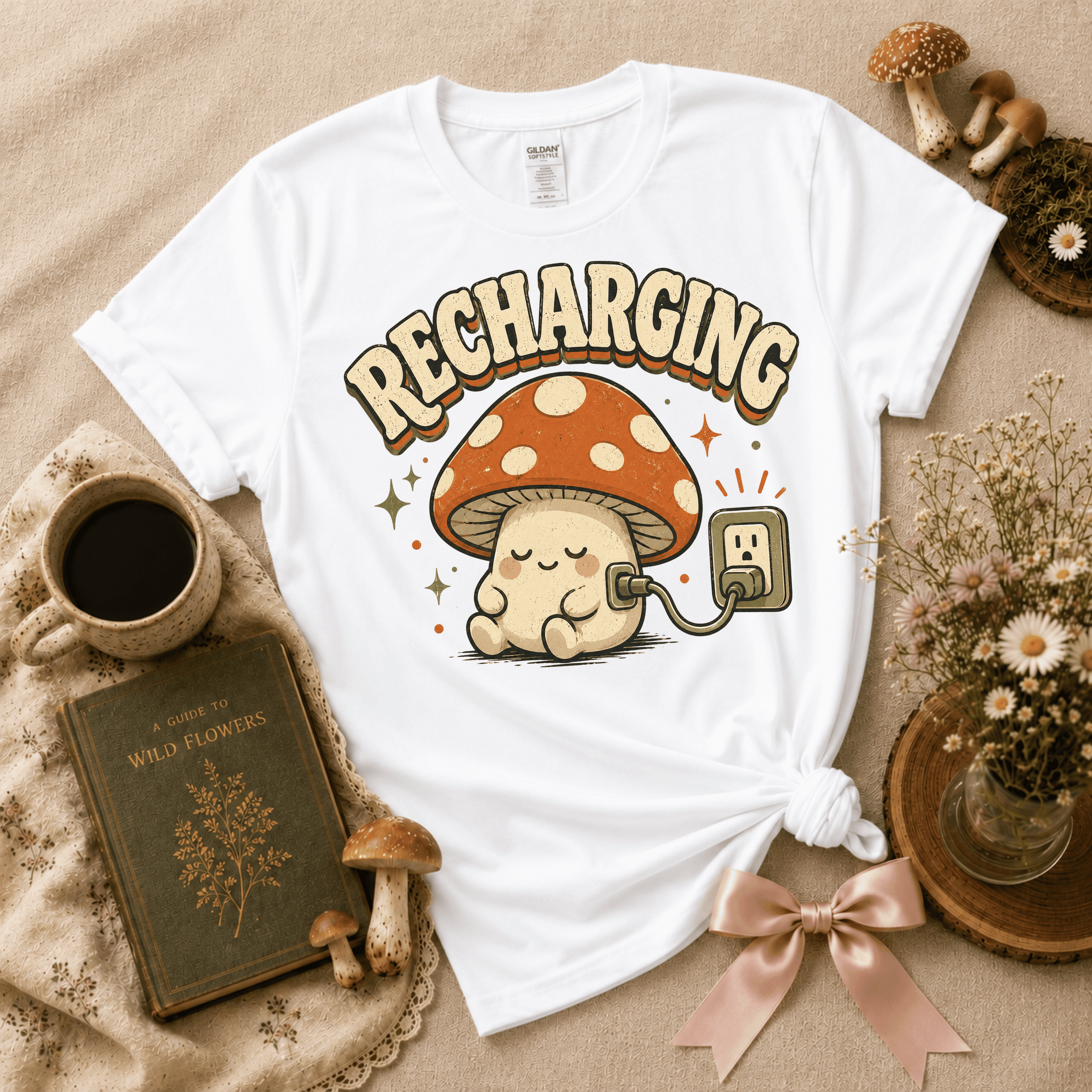 Recharging Mushroom | Cottagecore Graphic T-Shirt
